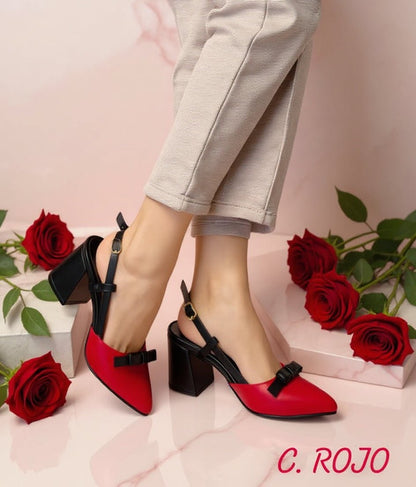Zapato mujer negro rojo (SL84.RJ) - Gabybru Calzados