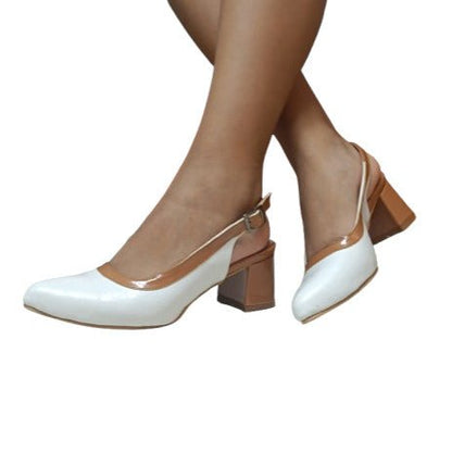 Zapato mujer negro talon abierto Charol (SL85.BL) - Gabybru Calzados