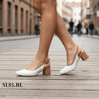 Zapato mujer negro talon abierto Charol (SL85.BL) - Gabybru Calzados