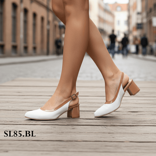 Zapato mujer negro talon abierto Charol (SL85.BL) - Gabybru Calzados