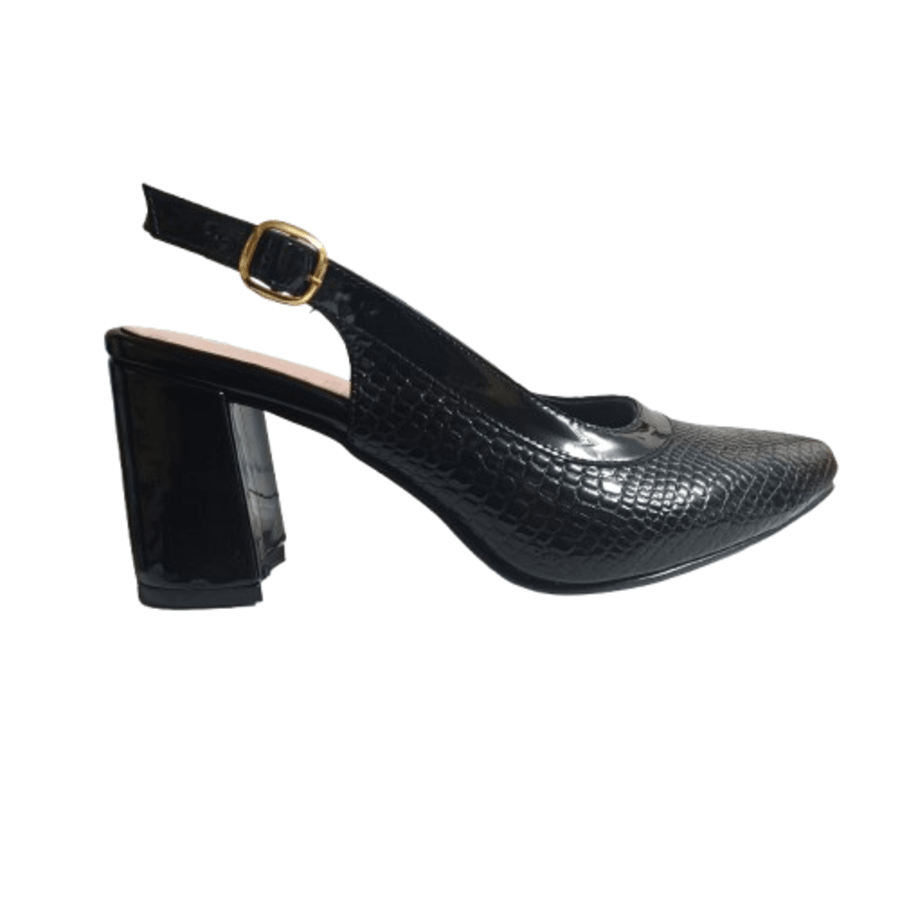 Zapato mujer negro talon abierto Charol (SL85.n) - Gabybru Calzados