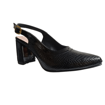 Zapato mujer negro talon abierto Charol (SL85.n) - Gabybru Calzados