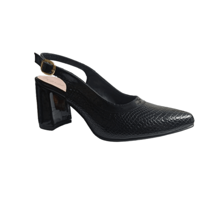 Zapato mujer negro talon abierto Charol (SL85.n) - Gabybru Calzados