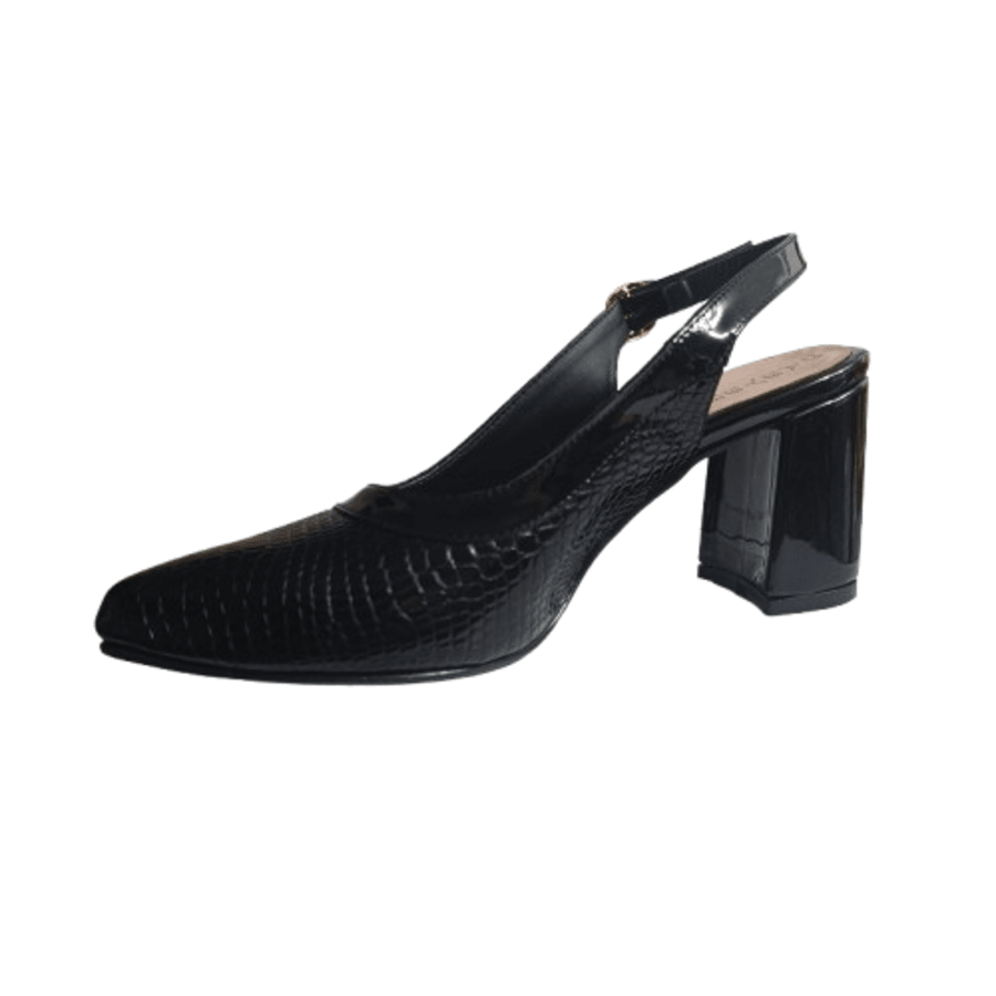 Zapato mujer negro talon abierto Charol (SL85.n) - Gabybru Calzados