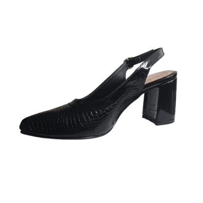 Zapato mujer negro talon abierto Charol (SL85.n) - Gabybru Calzados