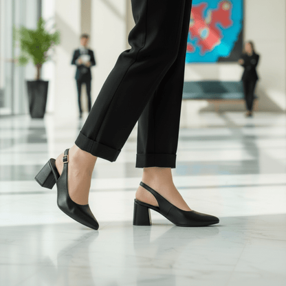 Zapato mujer negro talon abierto (SL87.NN) - Gabybru Calzados
