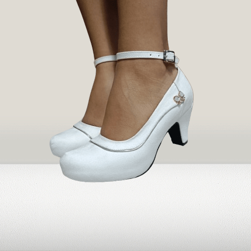 Zapatos de mujer taco bajo blanco (E5.BL) - Gabybru Calzados